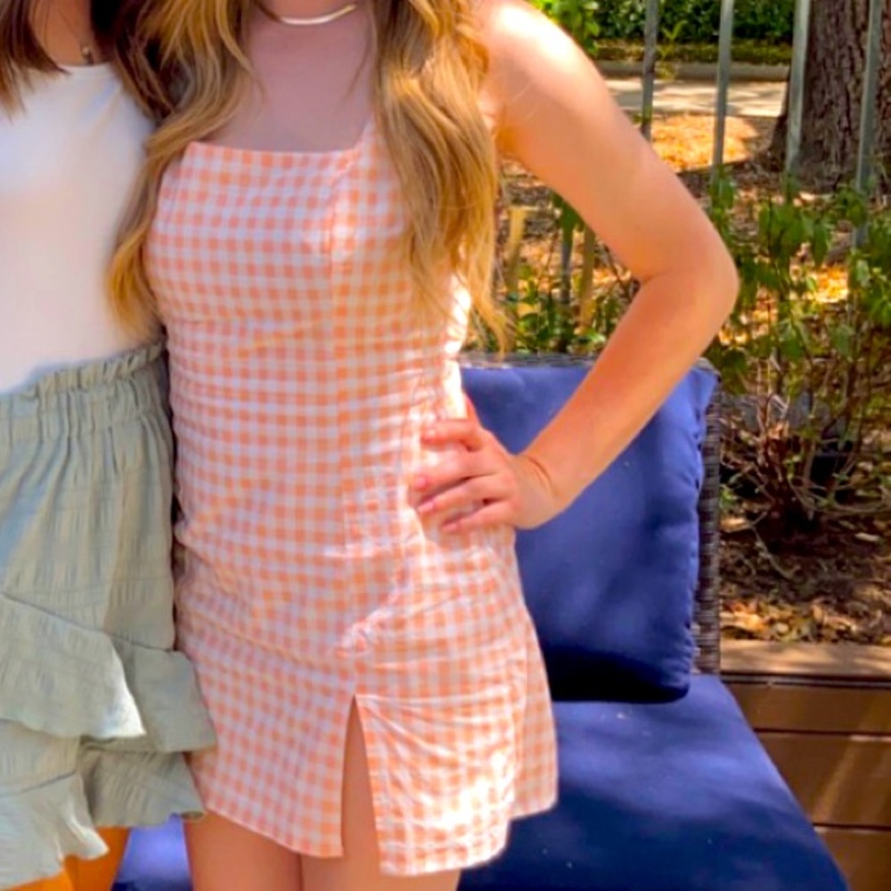 Peach Gingham Dress